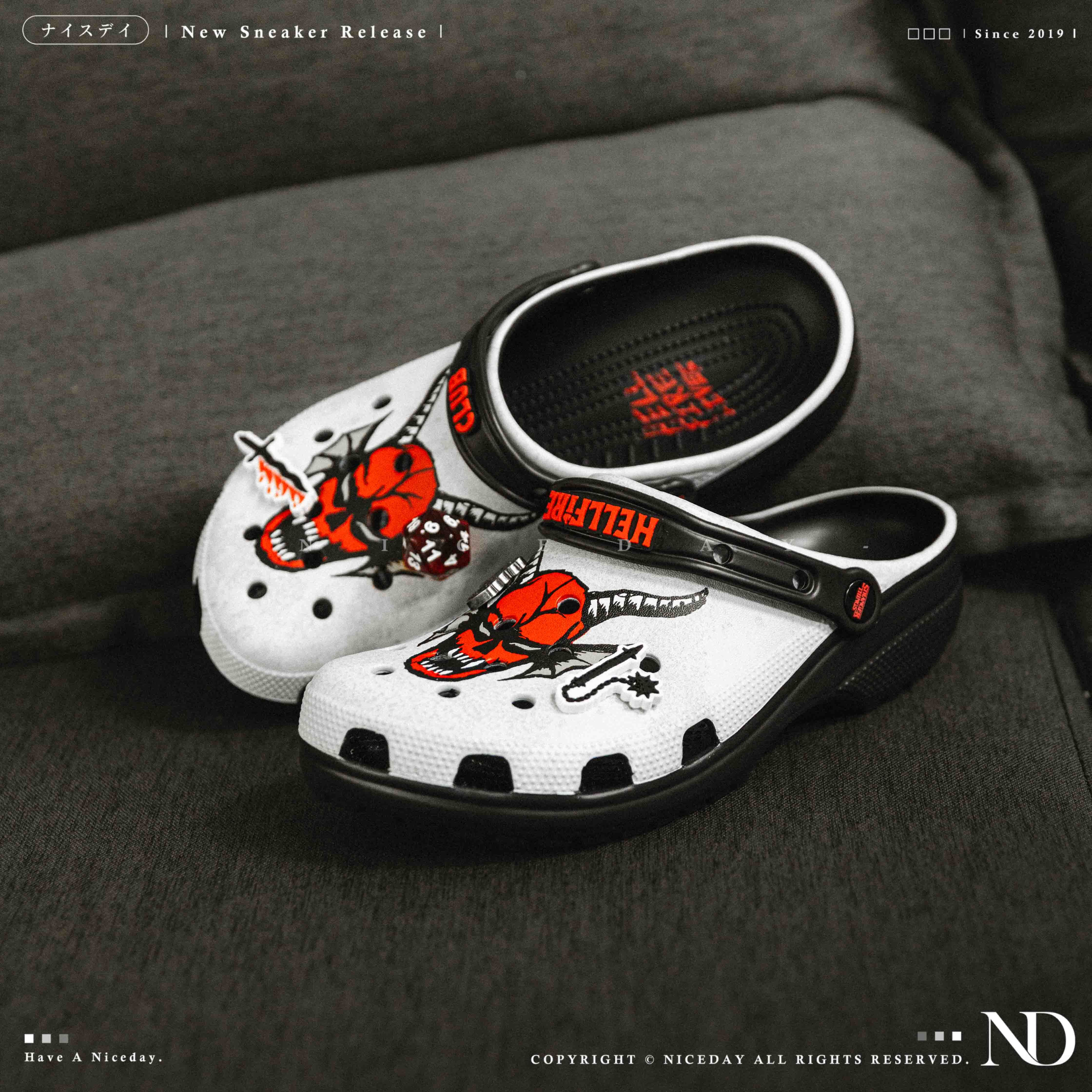 NICEDAY 代購 Crocs Classic Crush 洞洞鞋 x 怪奇物語 Stranger Things 聯名 白 白黑 外星 異形 211507-90H