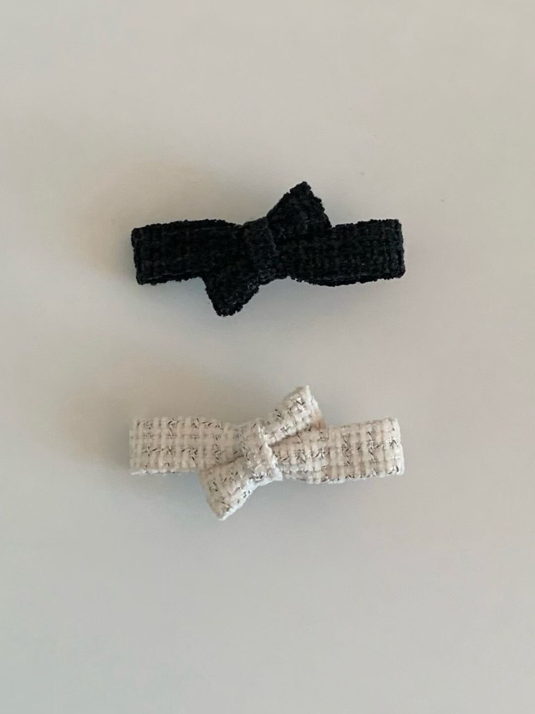 編織軟呢感雙蝴蝶結一字髮夾 / 2色