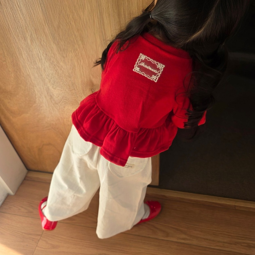 正韓春COLOR 兩色愛心口袋小寬褲