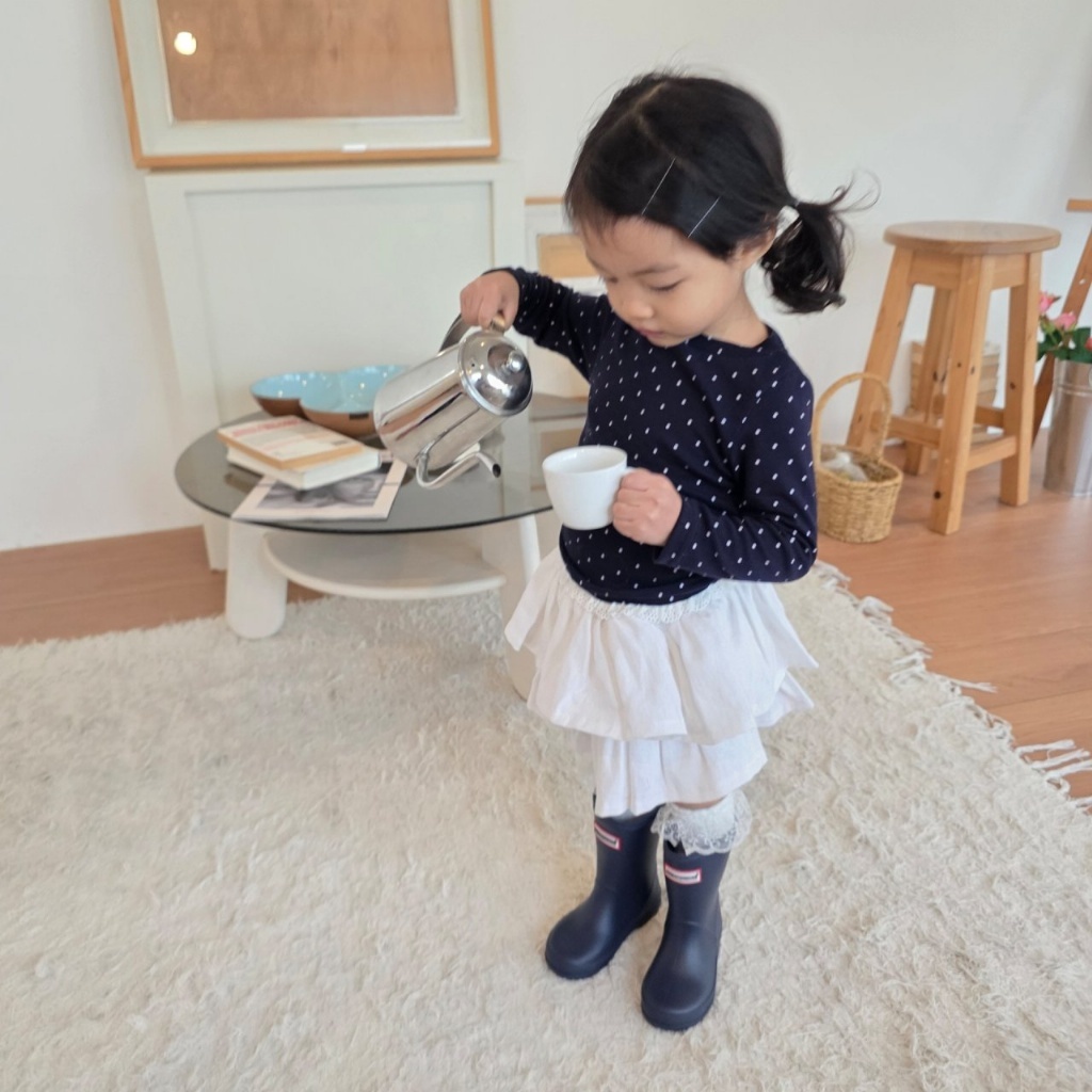 正韓春COLOR 兩色合身波點上衣