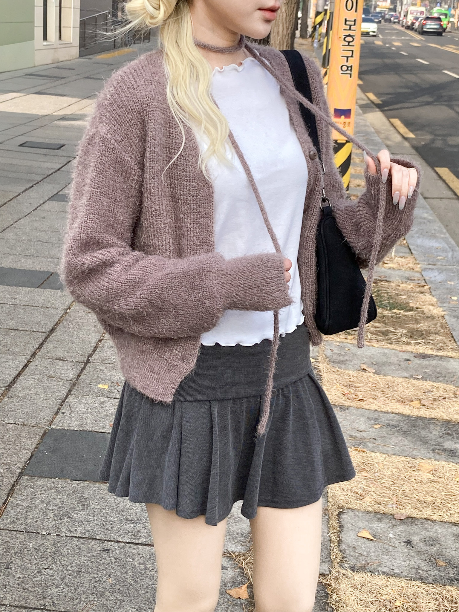 鬆軟毛毛頸帶外套Set〈🇰🇷DAY 2〉