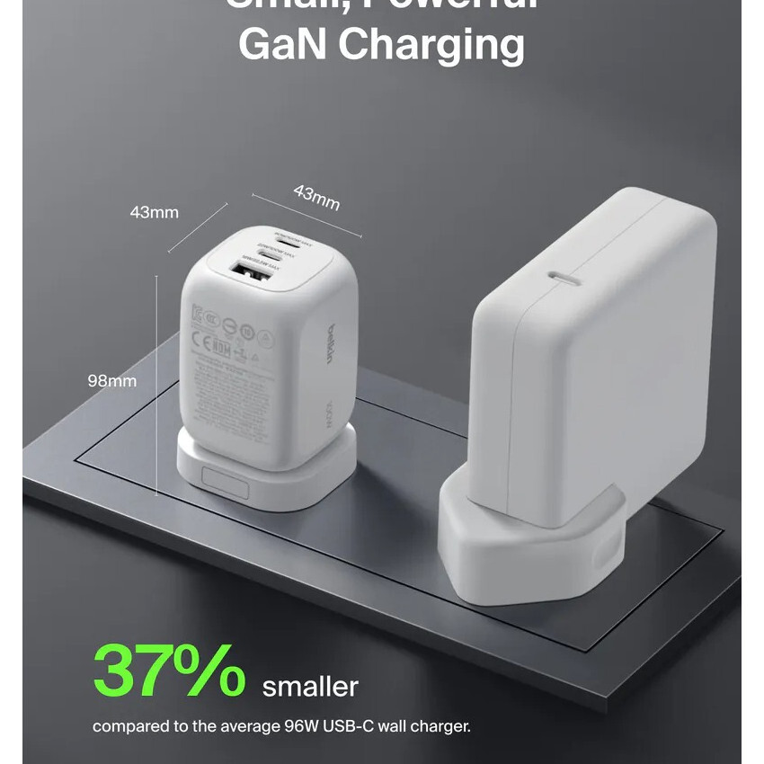 Belkin BoostCharge Pro 3 連接埠 GaN 旅行充電器 100W WCH016
