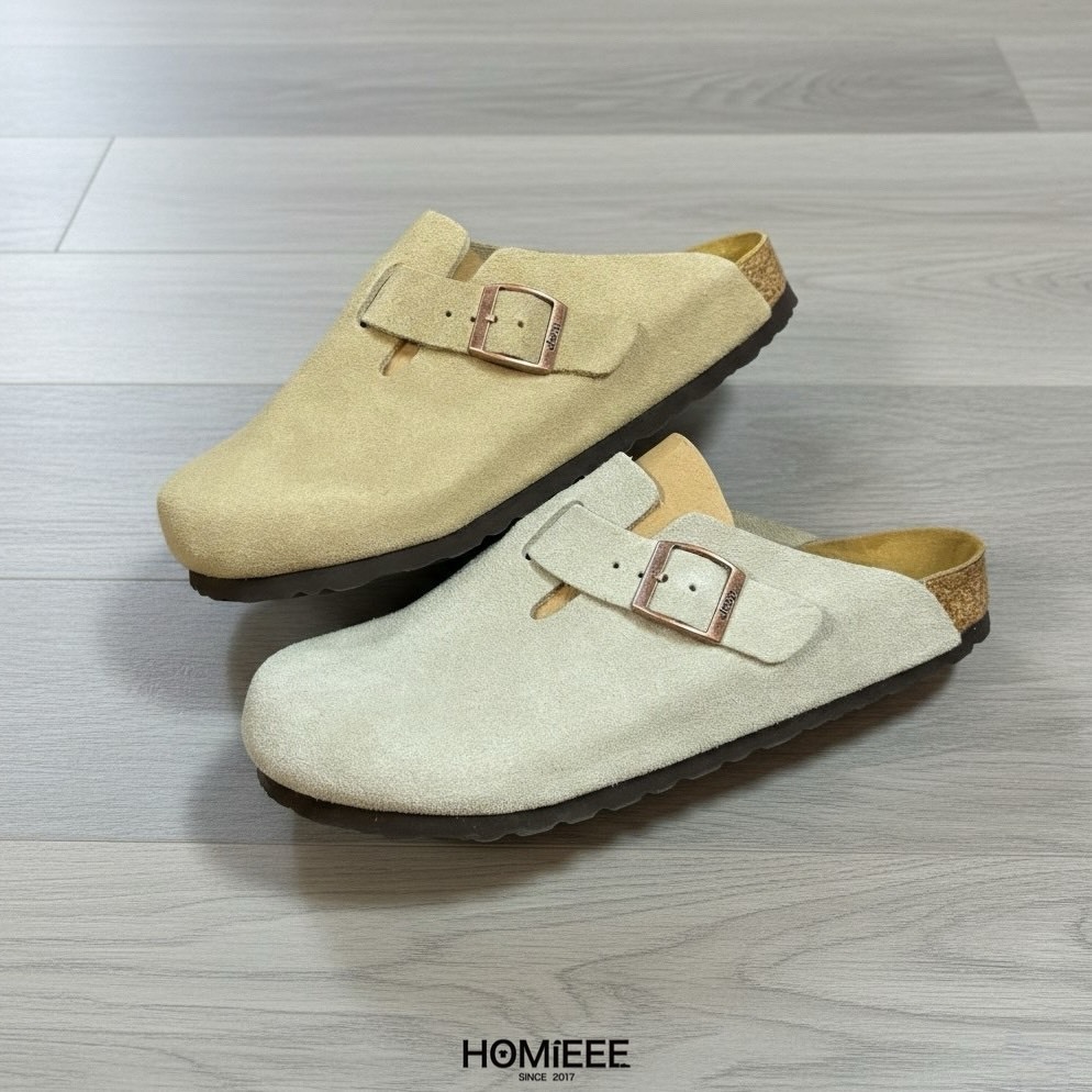 JEEP 勃肯鞋 休閒鞋 軟木底 金釦 包頭 麂皮 白灰 卡其 [P230MTX376]