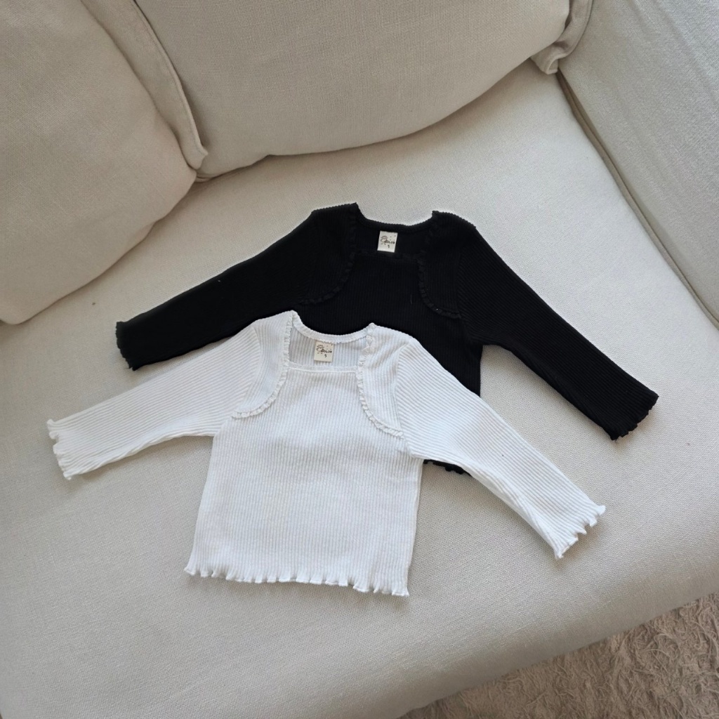 正韓春COLOR 兩色芭蕾感捲捲上衣