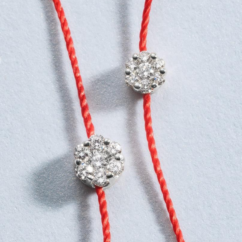 1RI0427-223 REDLINE Illusion String Bracelet For Women with 0.05ct Round Diamond in White Gold Cluster Setting #20 B (A-EU-E)