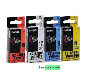 卡西歐 XR6GN1 6 mm 標籤帶 (綠底黑字) 505720630