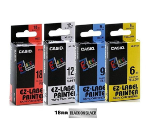 CASIO XR18SR LABEL TAPE 18mm (BLACK ON SILVER) 505721880