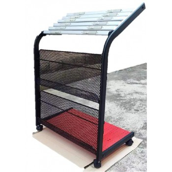 NEPTUNE B220H NEWSPAPER STAND+MAGAZINE NET (6 CLIPS) w/WHEELS 506142200