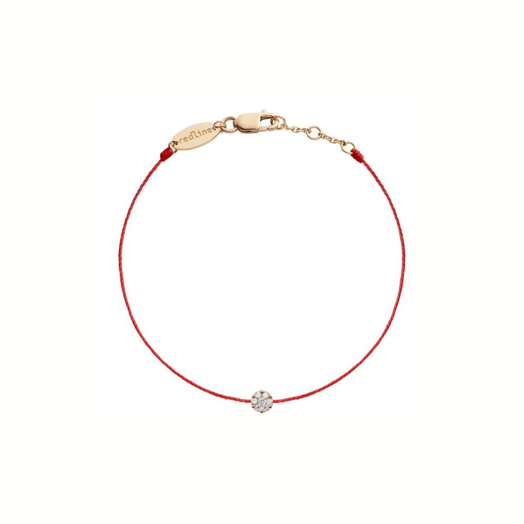1RI0427-225 REDLINE Illusion String Bracelet For Women with 0.05ct Round Diamond in Rose Gold Cluster Setting #20 R (A-EU-E)