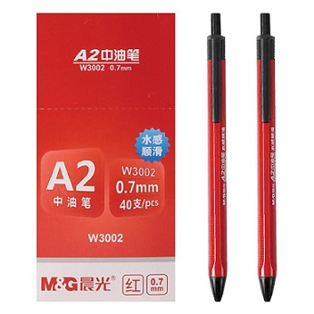 晨光 W3002 按制式原子筆 - 紅色 0.7mm 507030275