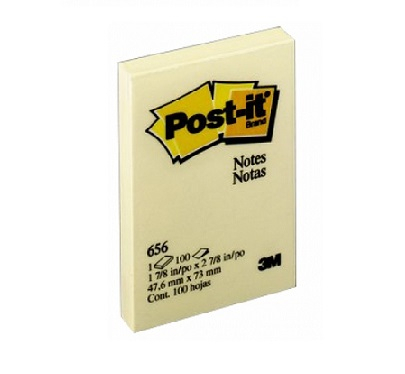 3M  656  POST-IT NOTE  YELLOW 2" x 3" 508465600
