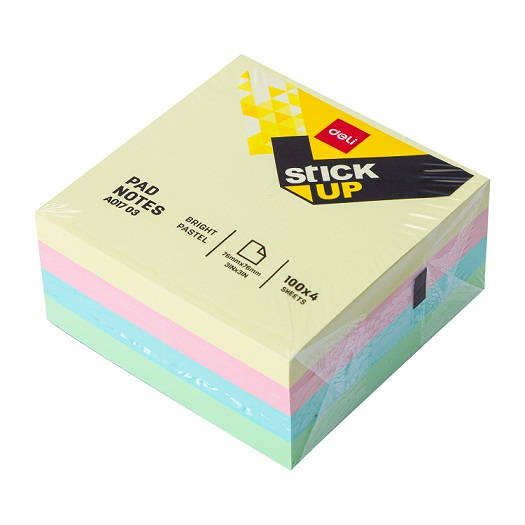 得力 EA01703 3" x 3" 淡色可再黏告事貼 508483701