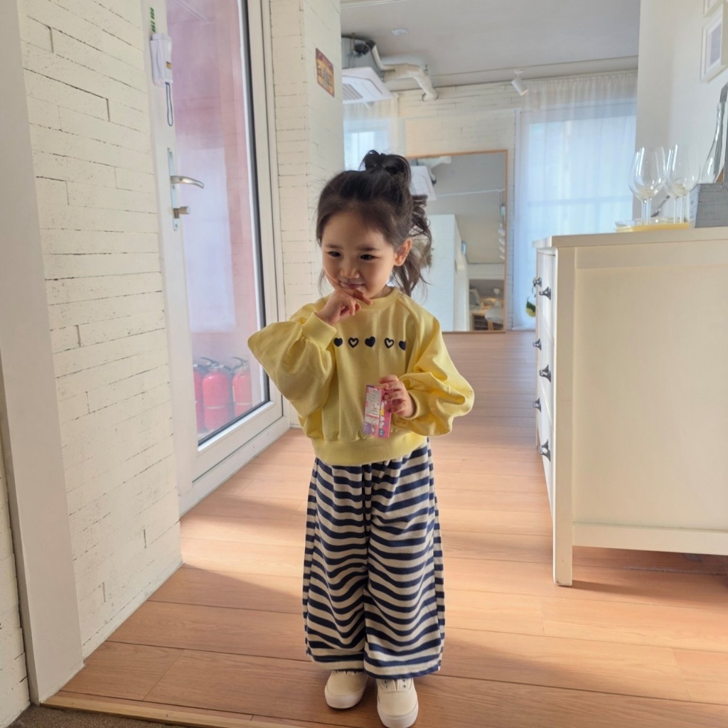 正韓春COLOR 兩色條紋寬褲