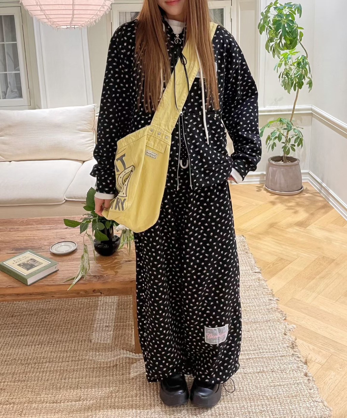 小印花蝴蝶結拉鍊夾克 長褲(分售)