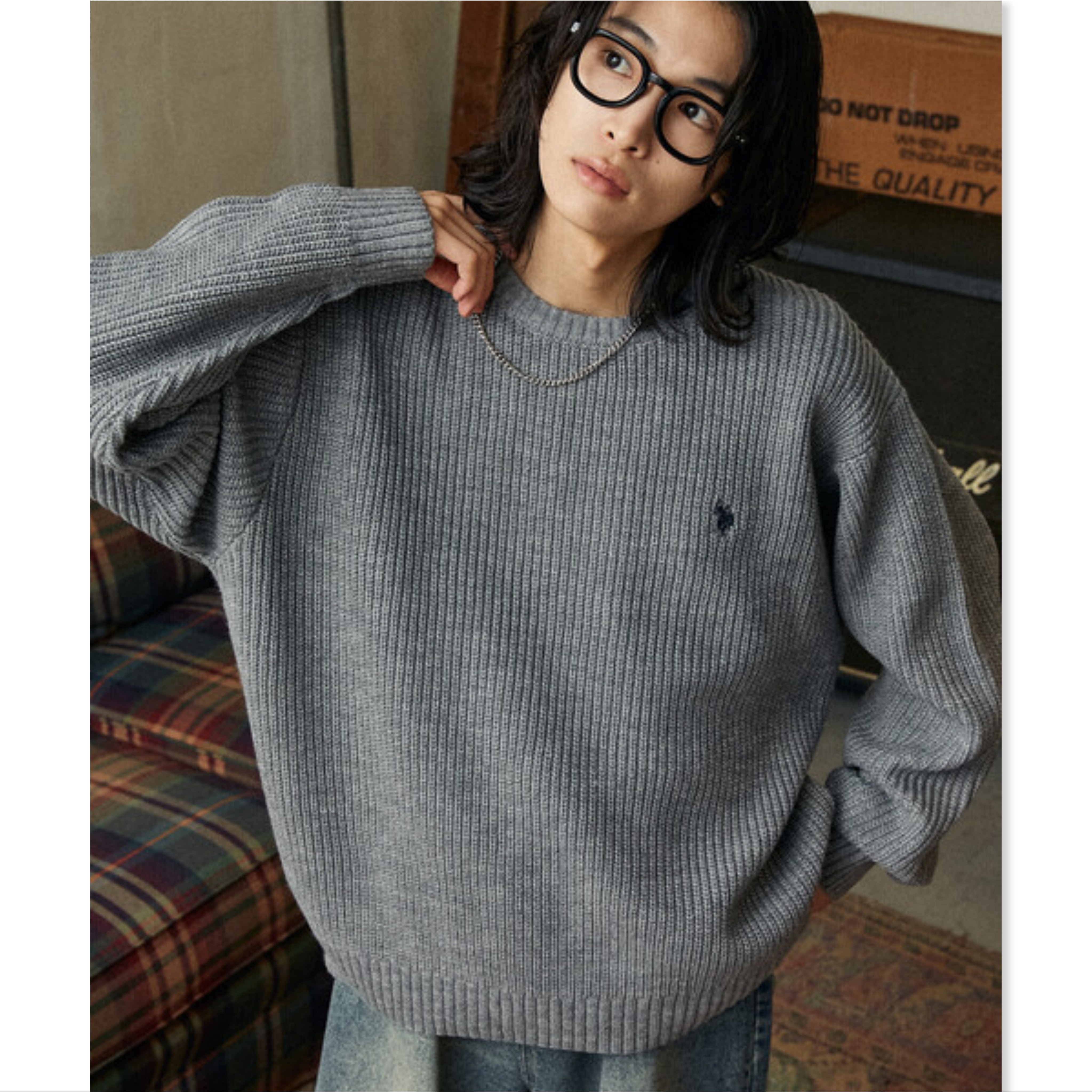 『日本連線中』2025AW U.S. POLO ASSN. 別注 Embroidered Ribbed Crewneck Sweater 刺繡 毛衣 長袖 3130291600006
