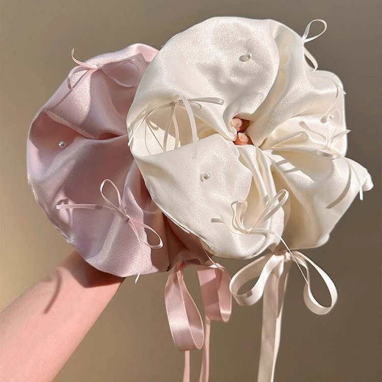 [2 FOR RM10] Pearl Ribbon Satin Scrunchies