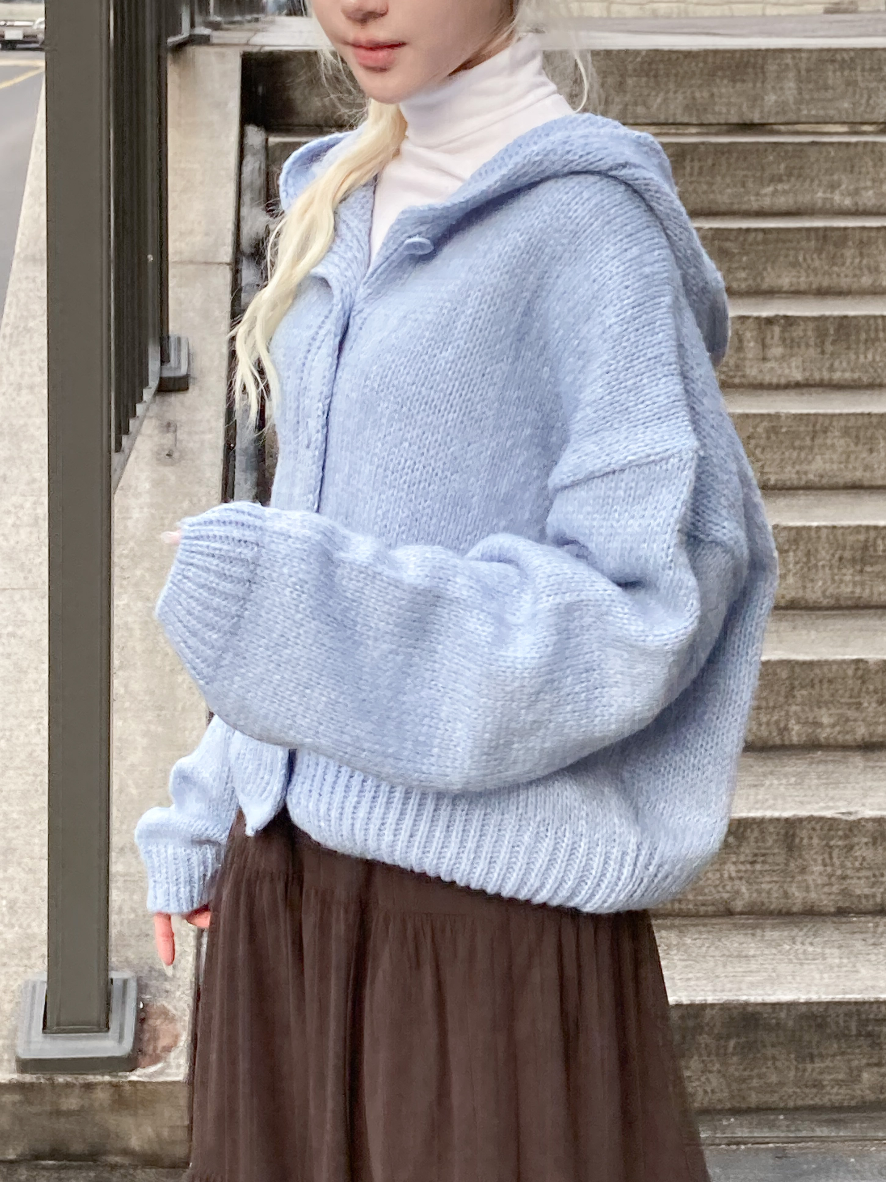 日常百搭排鈕連帽針織外套〈🇰🇷DAY 2〉