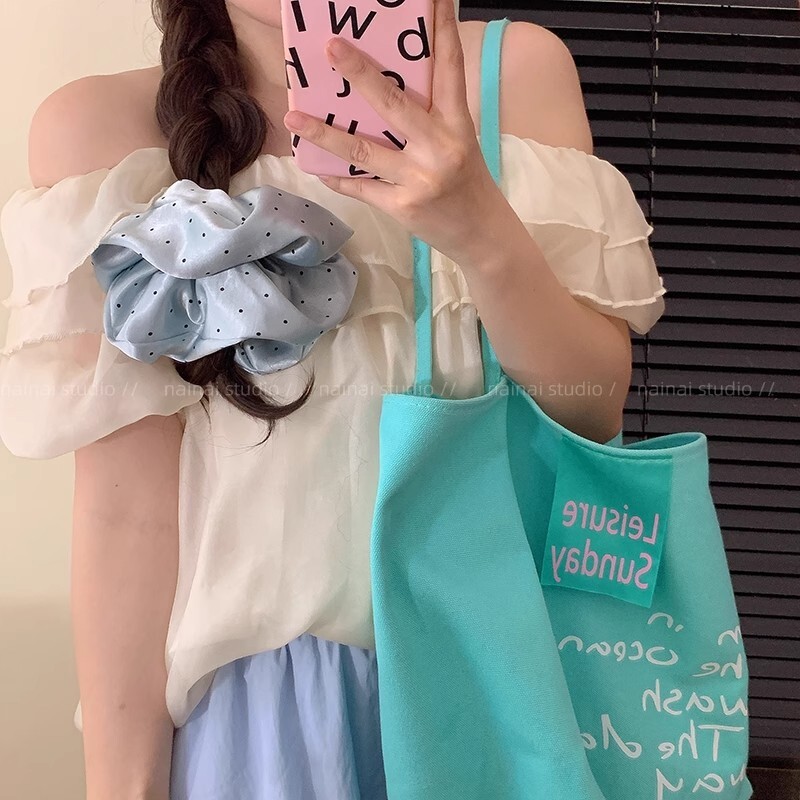 [3 FOR RM10] Fairy Summer Dotted Bubble Gauze Oversized Scrunchies