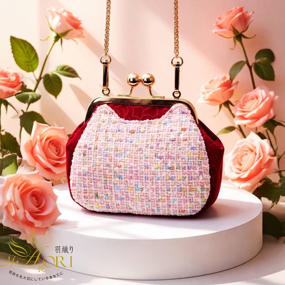 貓咪斜背口金包【成品包】