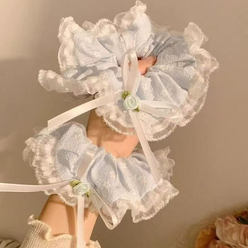 [3 FOR RM10] Dreamy Milk Rose Blue Lace Scrunchie