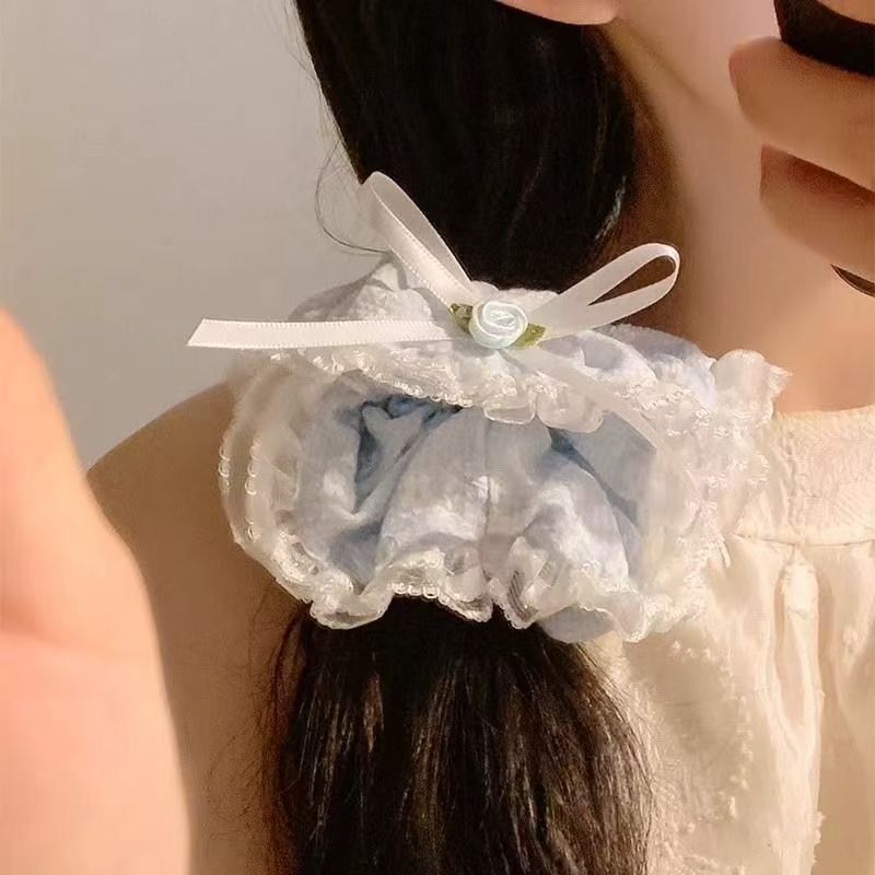 [3 FOR RM10] Dreamy Milk Rose Blue Lace Scrunchie
