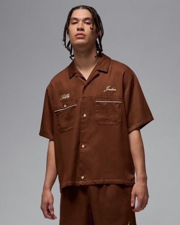 NIKE JORDAN X SOLEFLY 聯名 咖啡色 運動 休閒 T恤 短袖 襯衫 HM5040-259