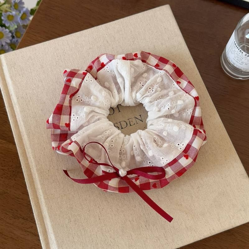 [3 FOR RM10] Red Gingham Heart Scrunchies