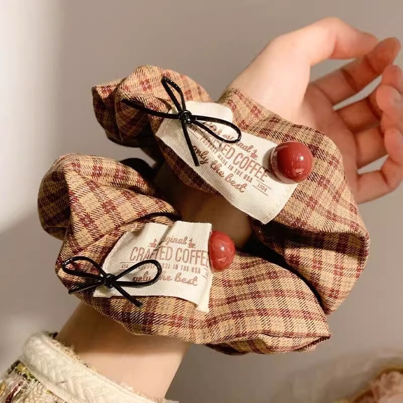 [3 FOR RM10] Vintage Brown Gingham Scrunchies