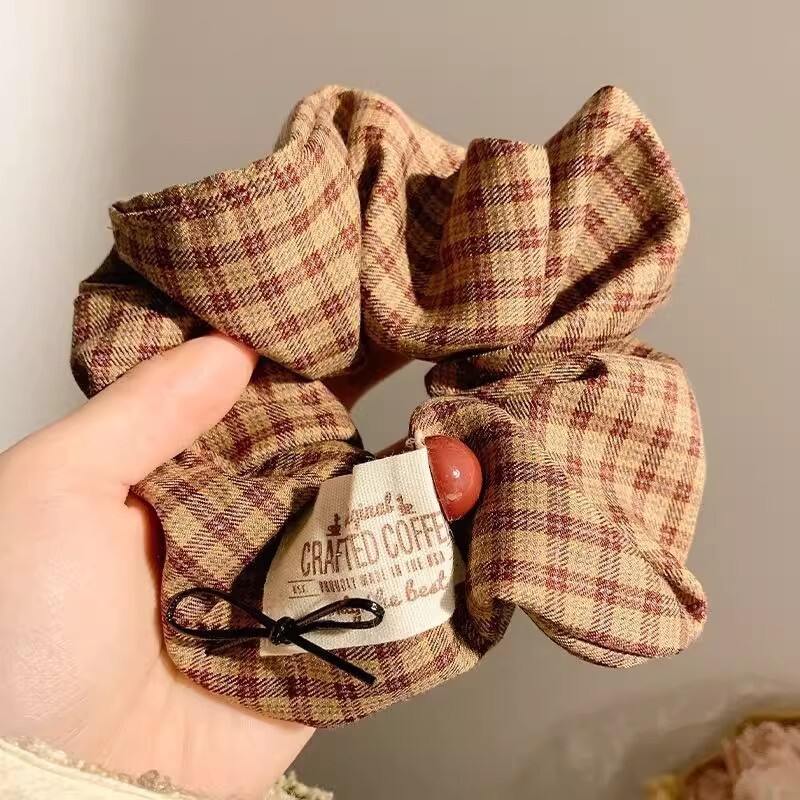 [3 FOR RM10] Vintage Brown Gingham Scrunchies