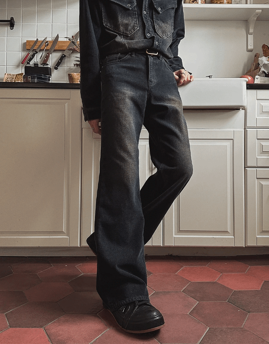 西部抓絨牛仔褲 靴型褲