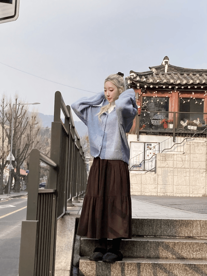 Brown Tone Long Cake Skirt〈🇰🇷DAY 2〉