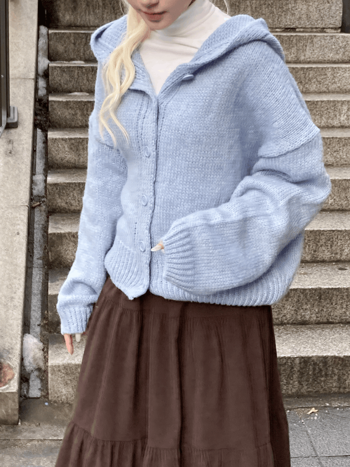 日常百搭排鈕連帽針織外套〈🇰🇷DAY 2〉
