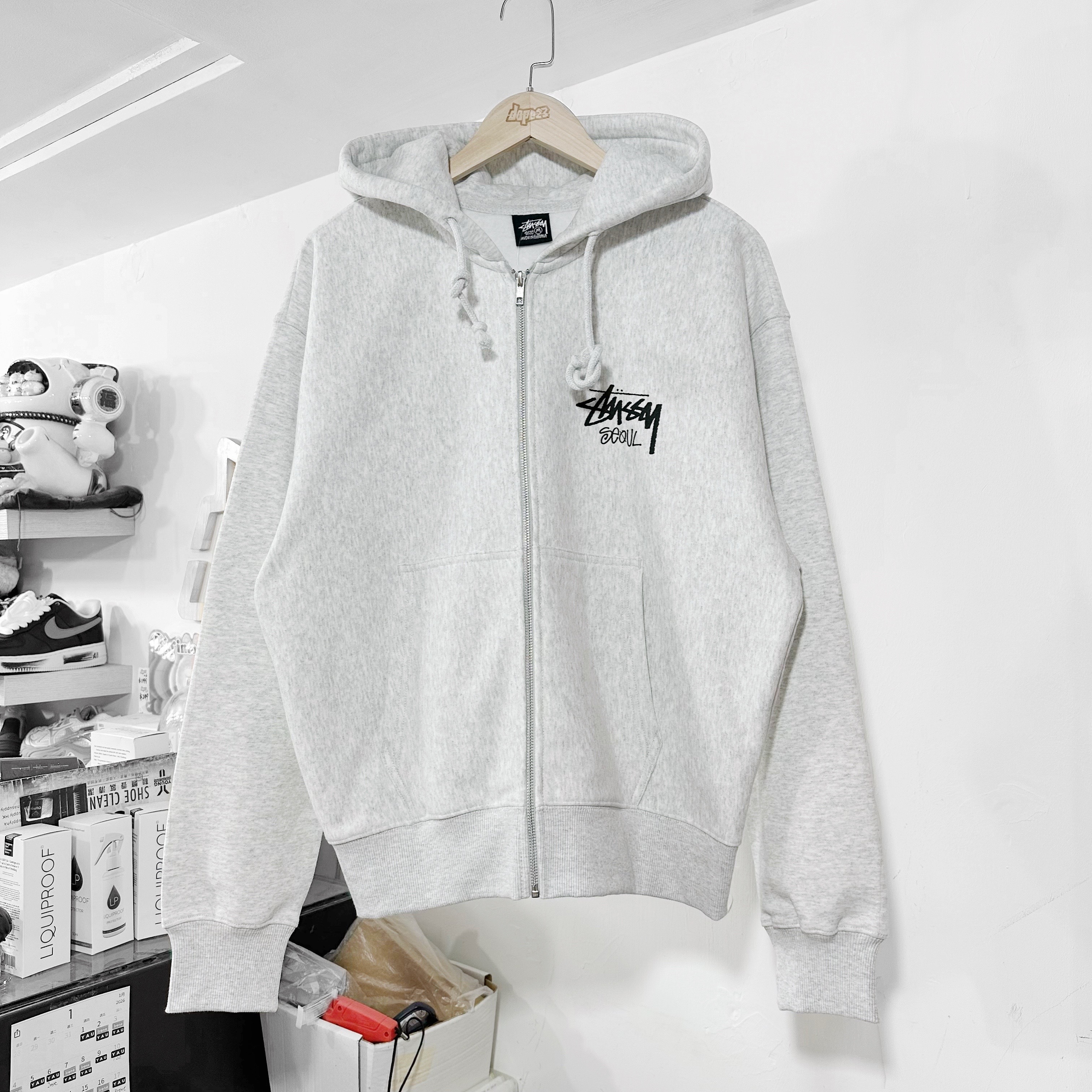 STUSSY STOCK SEOUL SHOP ZIP UP HOODIE 首爾限定 拉鏈外套 ASH GREY