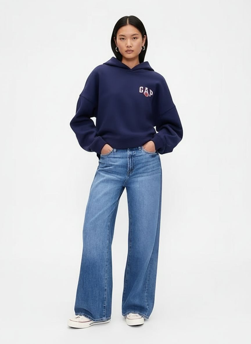 OBS243 GAP 女款 Relaxed Cropped Wedge Graphic Hoodie