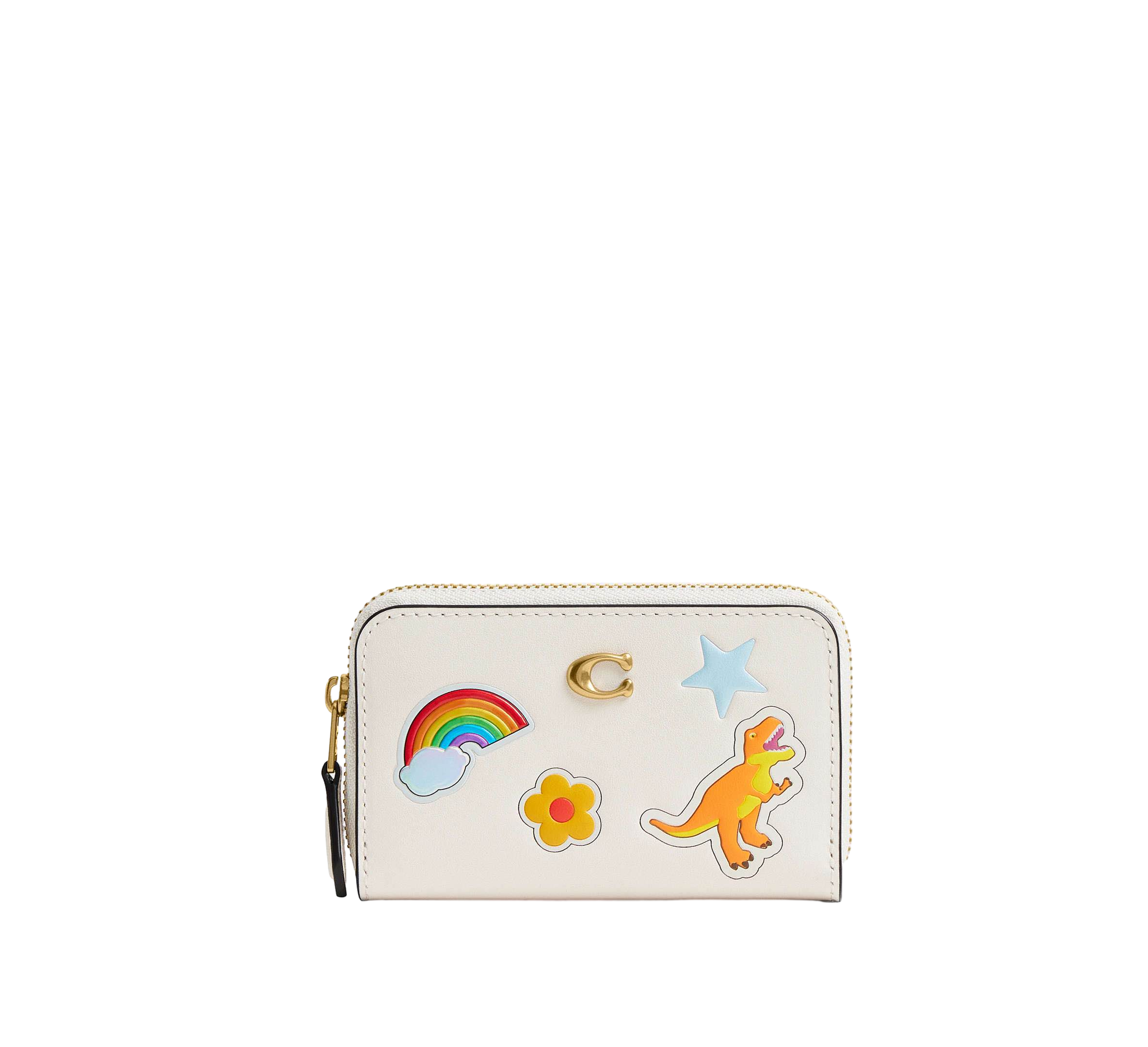 【Coach】Essential Small Zip Around Card Case With Sticker Print  白