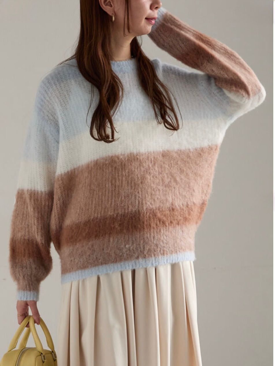 漸層輕柔色紗針織上衣（兩色入）【日本直送】