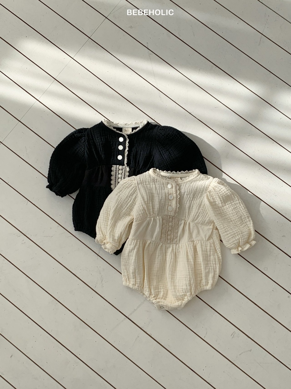 正韓春bebeholic 嫩嬰小精緻滾邊包屁衣