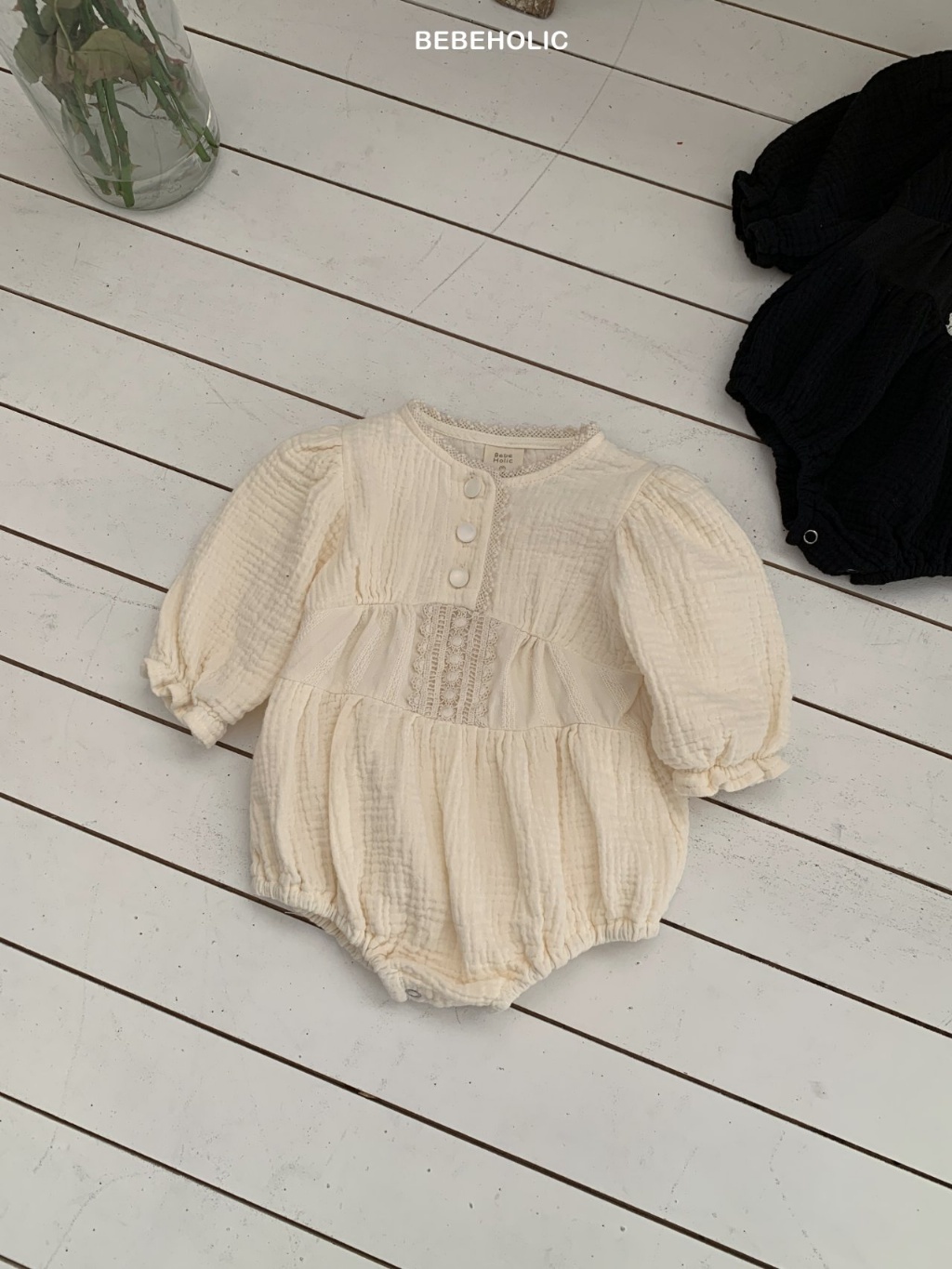 正韓春bebeholic 嫩嬰小精緻滾邊包屁衣