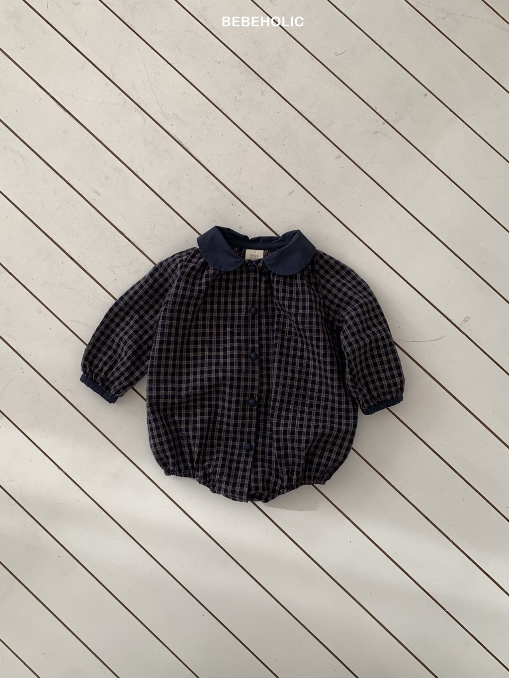 正韓春bebeholic 嫩嬰小正式格紋包屁衣