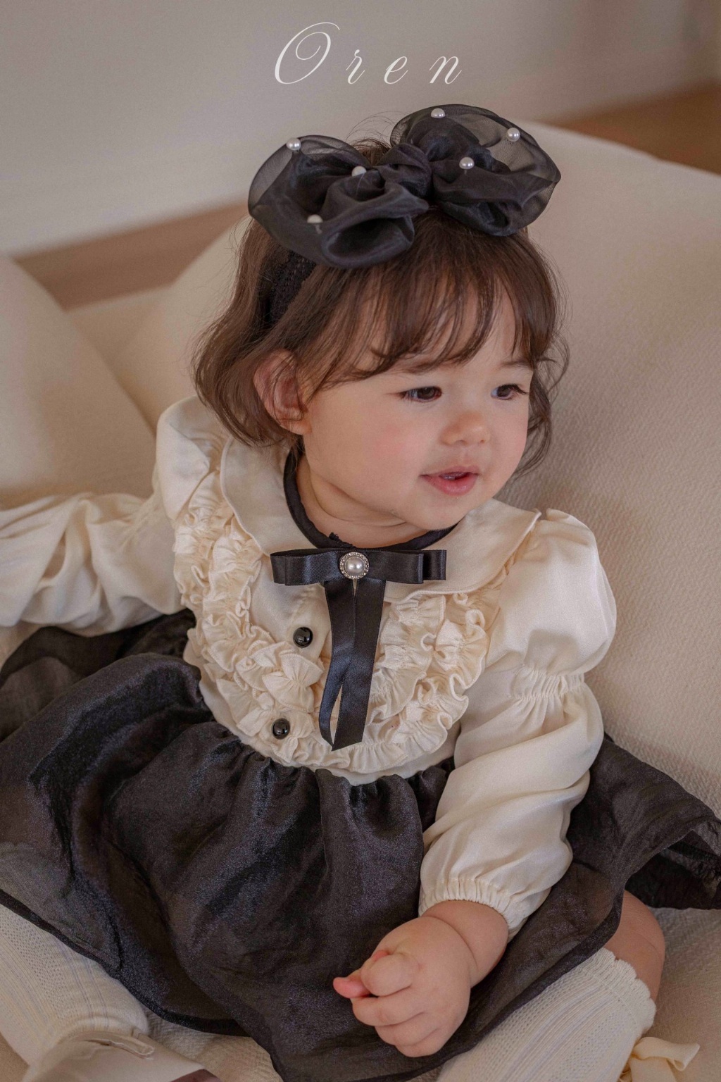 正韓春oren 嫩嬰三色珍珠髮帶