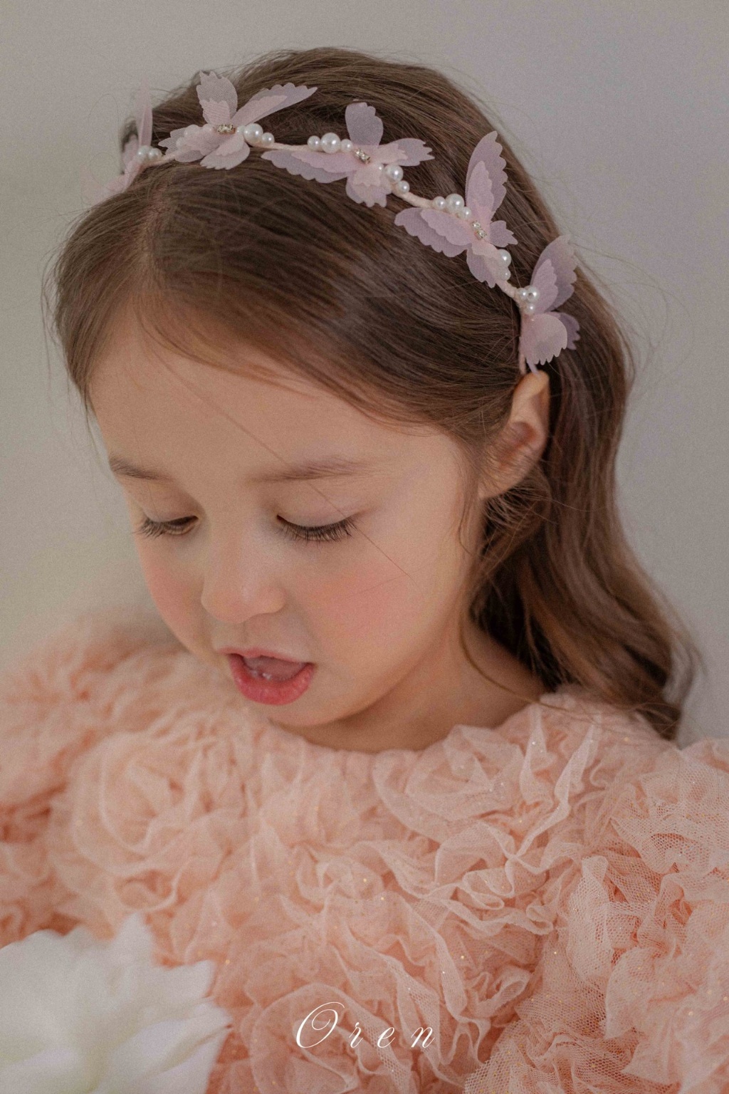 正韓春oren 精緻粉色蝴蝶髮箍