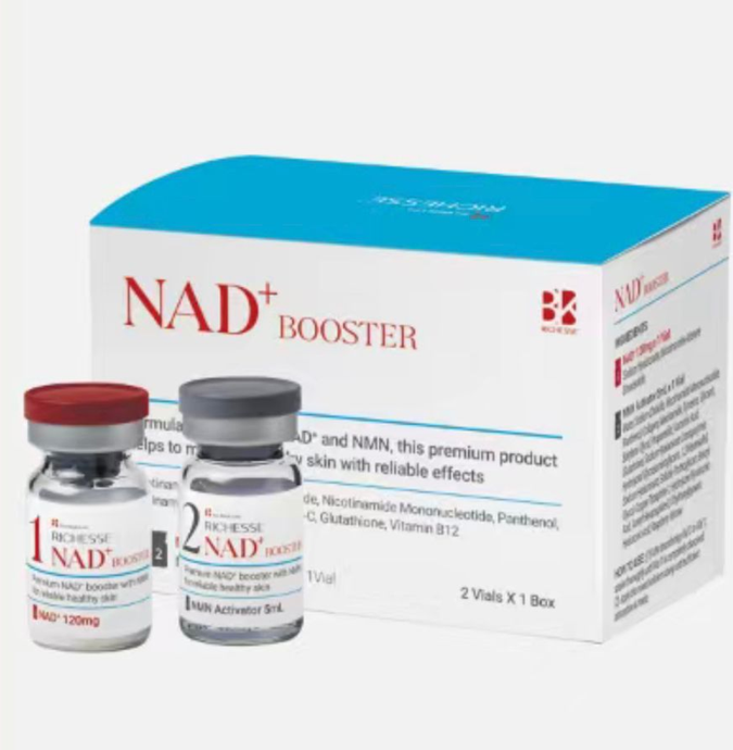 UV23 RICHESSE NAD+ booster 1盒(2瓶) 買1盒送1支mts 儀器 $988 / 買2盒送2支mts儀器+1盒麗珠蘭面膜 $1788 / 買3盒送3支mts儀器+1盒麗珠蘭面膜+1支麗珠蘭修復面霜 👉🏻 校長加送CURENESS 黄金人参面膜 50g+FMC Formecell外泌體氣墊 SPF30 PA + + $2508