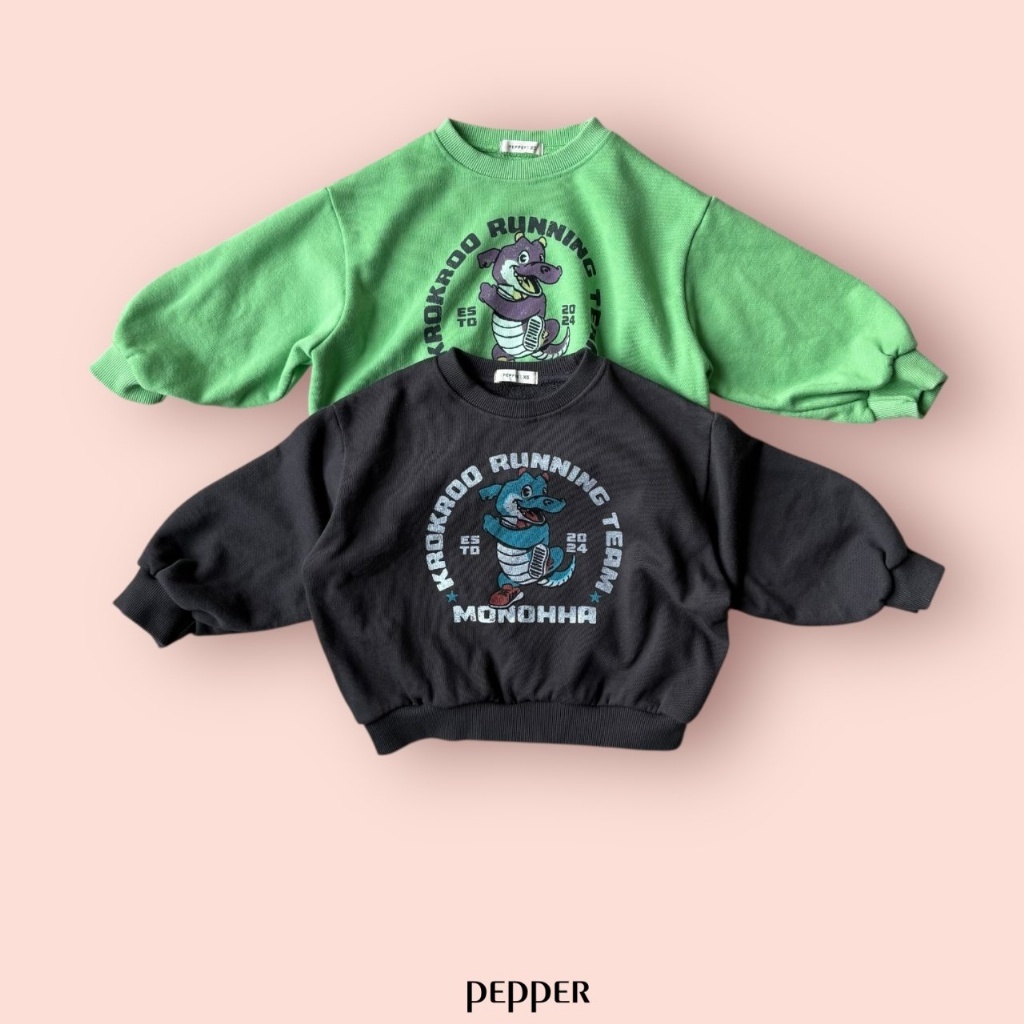正韓春Pepper  兩色跑步恐龍大學上衣