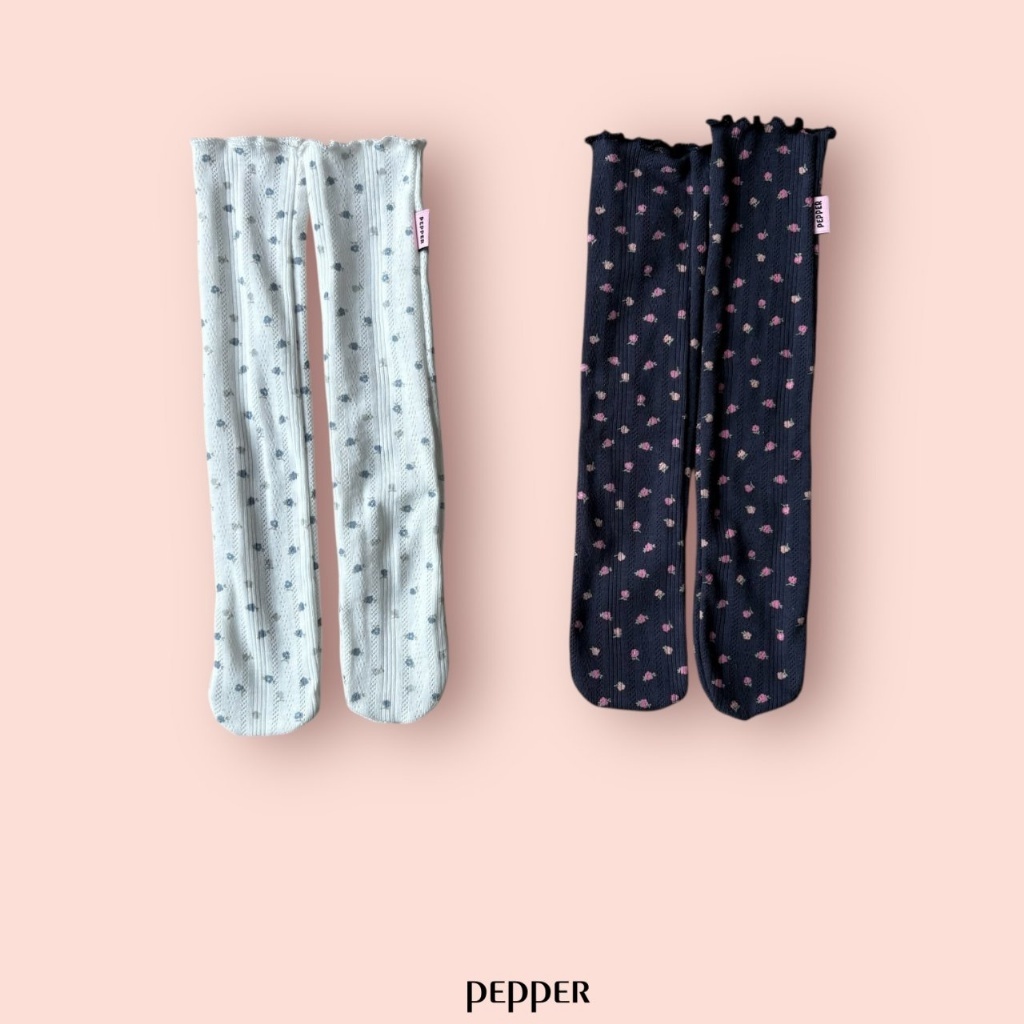 正韓春Pepper  兩色碎花木耳襪