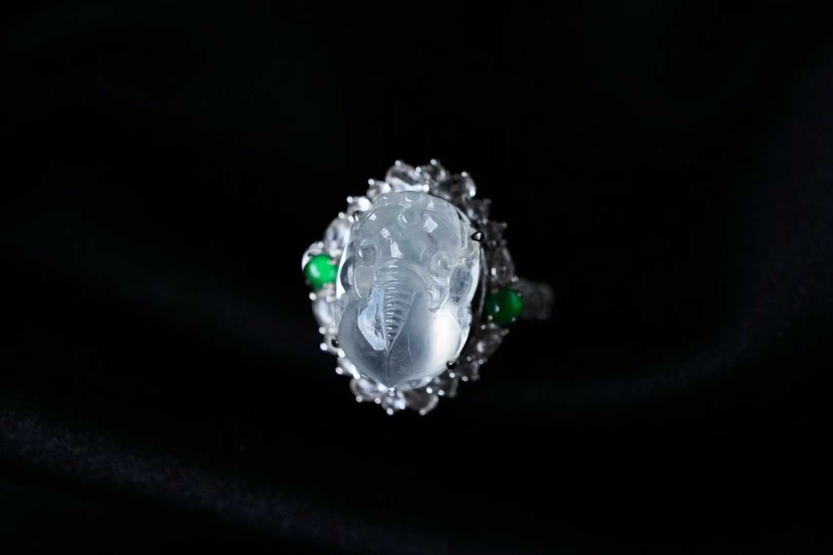 翡翠冰種厚裝貔貅戒指,天然翡翠A玉, 緬甸玉, Jade, Jadeite
