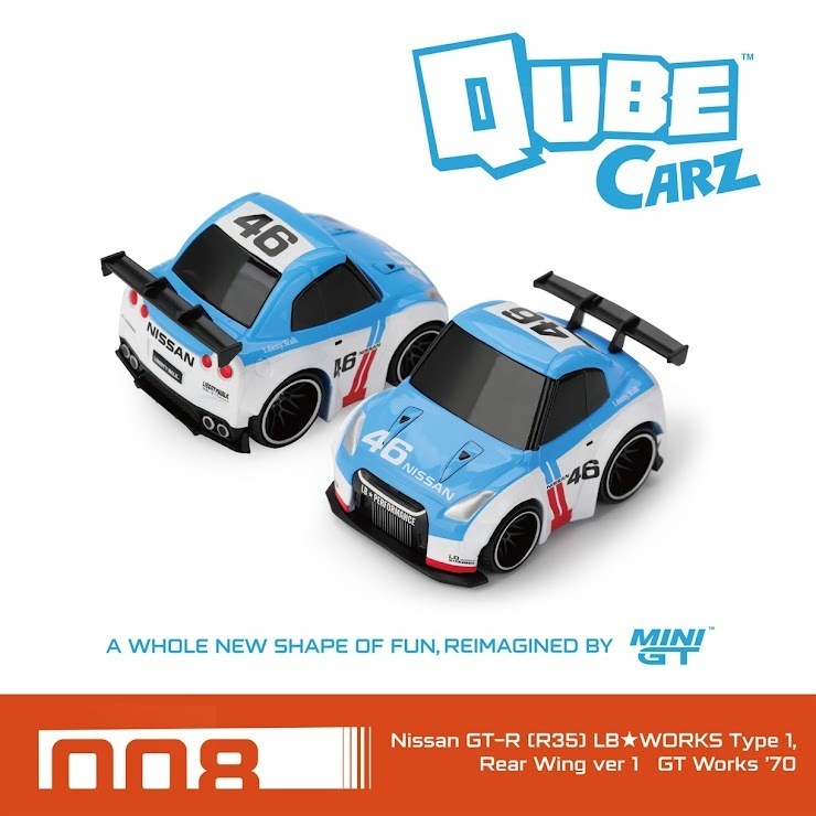 PO-$53 * MINI GT * 1:64 QUBE CARZ Nissan GT-R (R35) LB★WORKS Type 1, Rear Wing ver 1  GT Works ’70