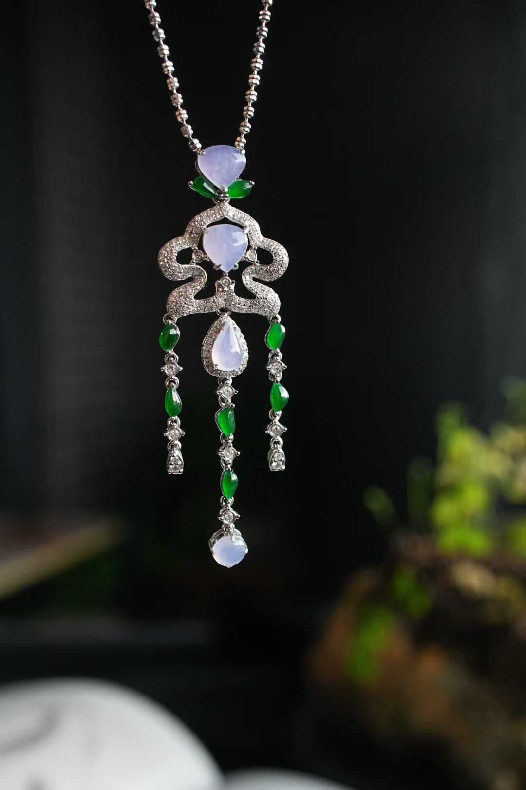 翡翠設計款冰紫羅蘭吊墜,天然翡翠A玉, 緬甸玉, Jade, Jadeite