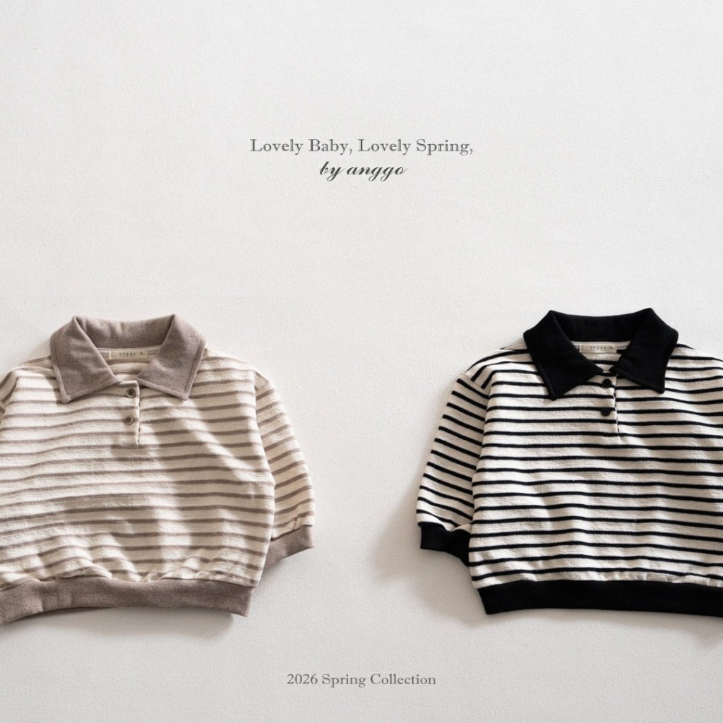 正韓春Anggo 有領條紋上衣