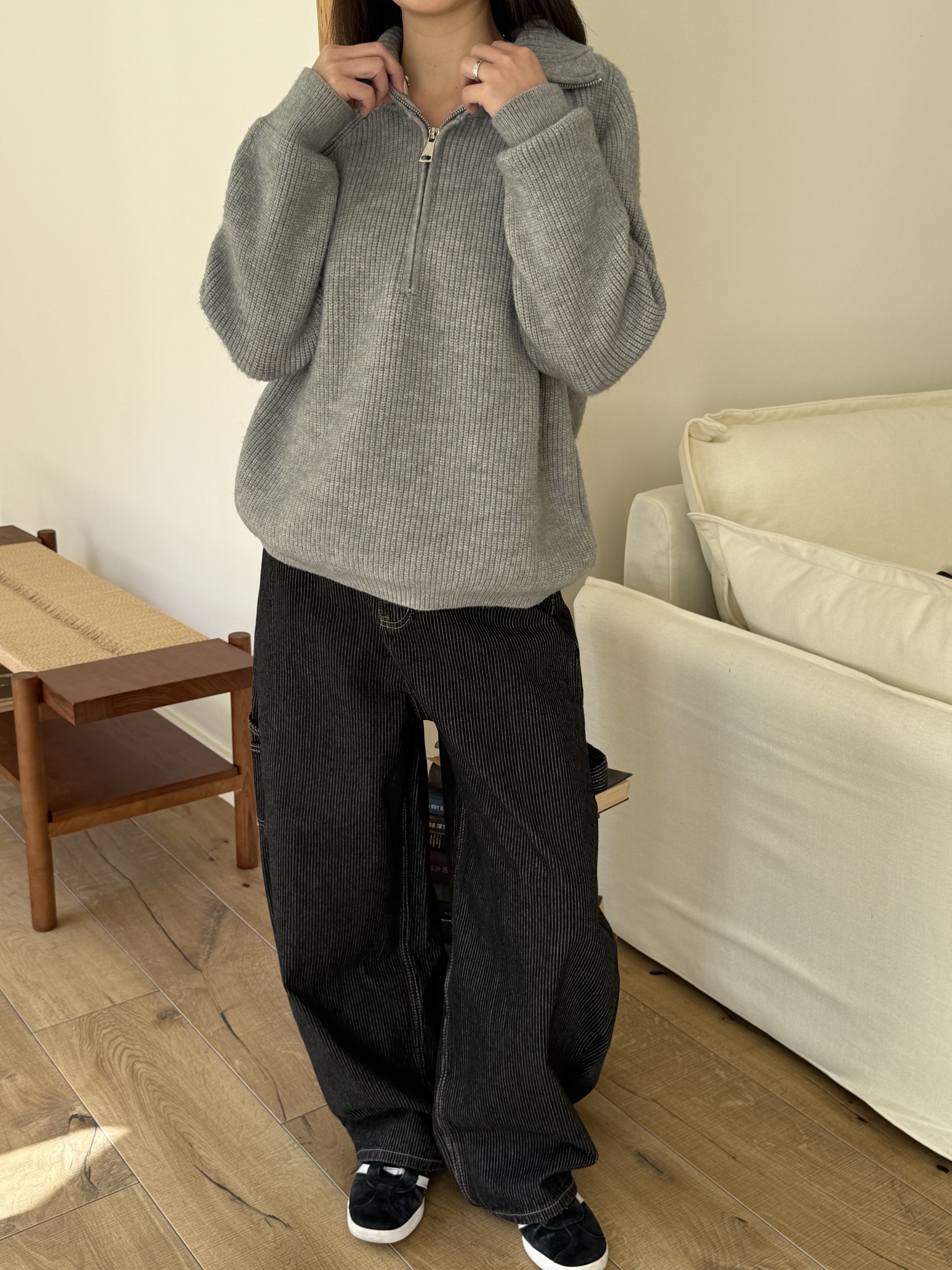 線條造型直筒寬褲