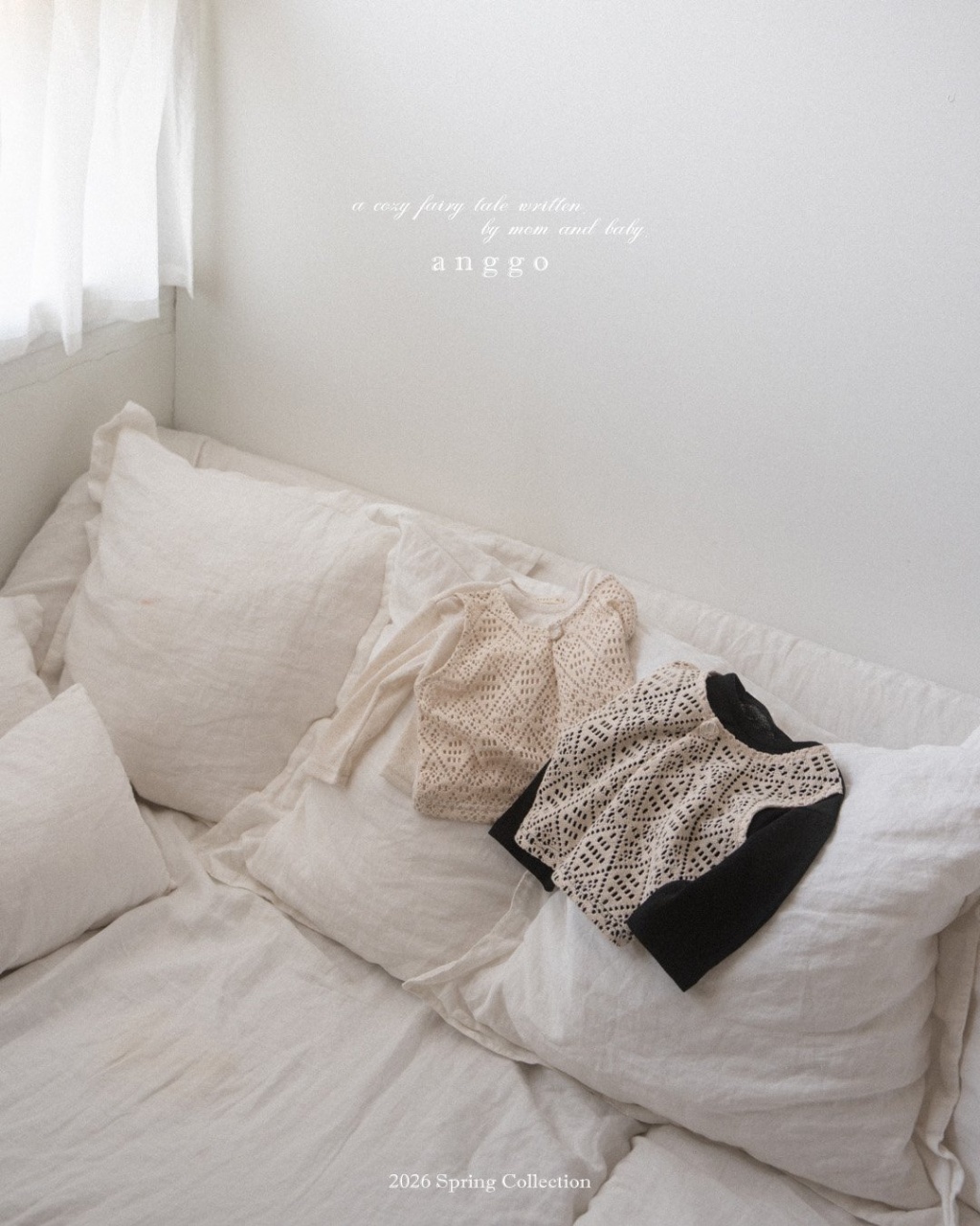 正韓春Anggo 假兩件菱格長袖上衣